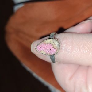 Cobalt Calcite Druzy ring